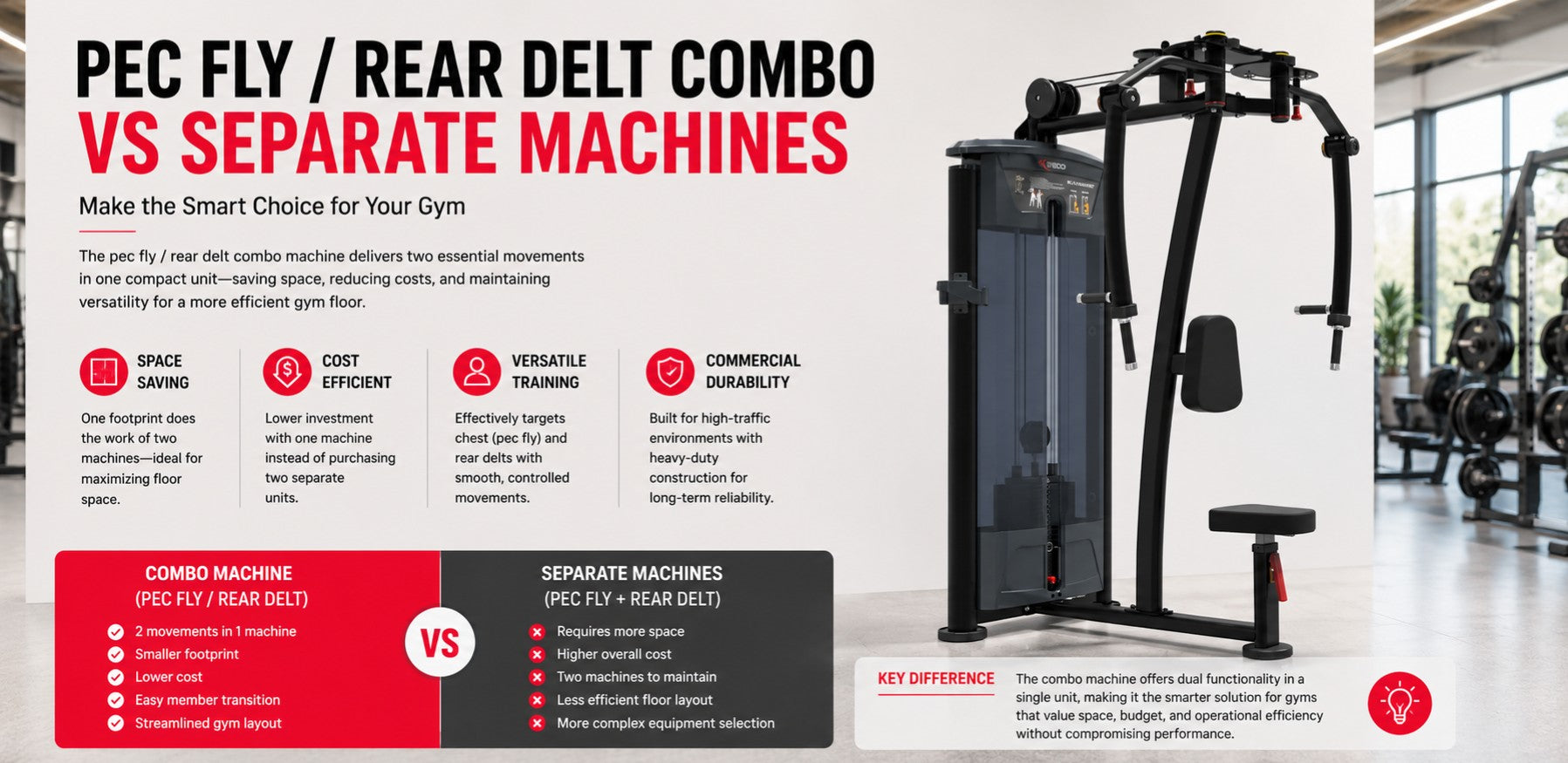 Pec Fly/Rear Delt Combo Machine vs Separate Machines: Which Is Better for Your Gym?