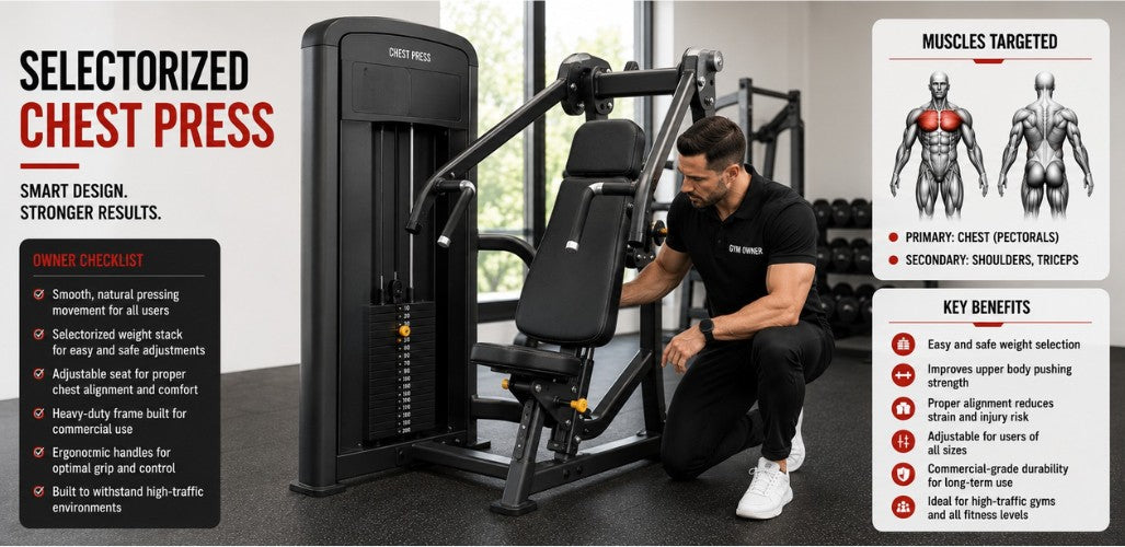 Selectorized Chest Press Machines: Benefits, Drawbacks, and Best Uses for Gyms