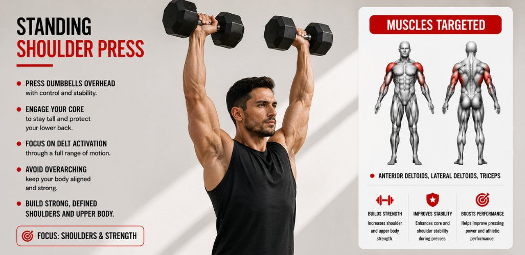 Standing Dumbbell Shoulder Press: Build Strength, Size & Stability Overhead