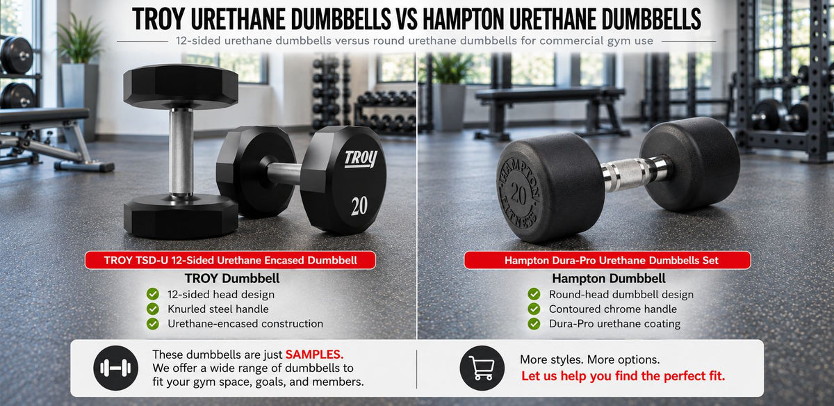 TROY vs Hampton Urethane Dumbbells: Which Is Better for Commercial Spaces?