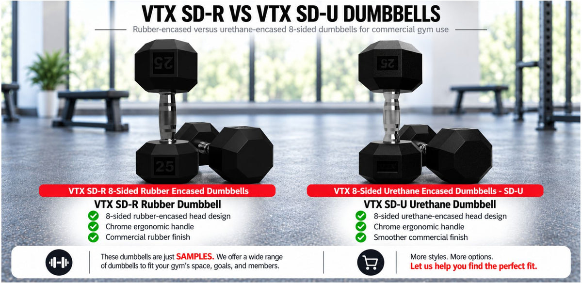 VTX SD-R vs VTX SD-U Dumbbells: Rubber or Urethane for Your Gym?