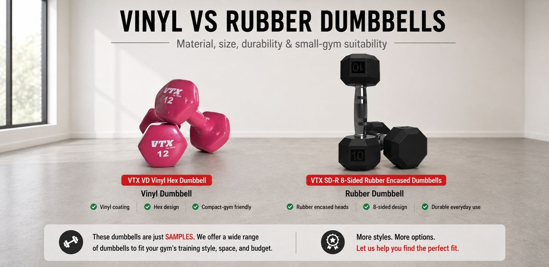 Vinyl Dumbbells vs Rubber Dumbbells: Which Should Small Gyms Use?
