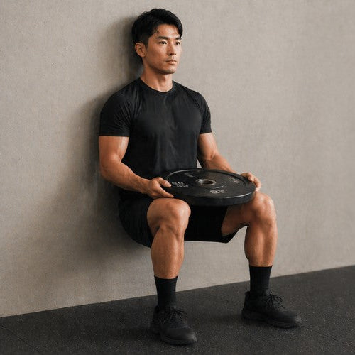 Wall Sit with Weight Plates: Leg Strength, Endurance, and Control - Dumbbells Direct Guide