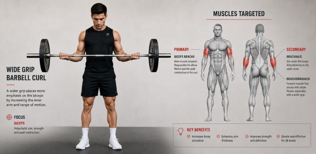 Wide Grip Barbell Curl: Build Thicker Biceps & Target the Inner Bicep Head