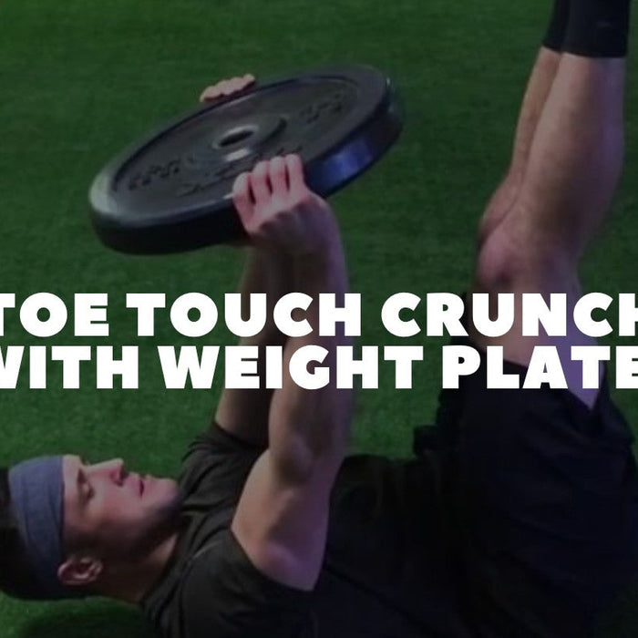 toe touch crunch  with weight plates - Dumbbells Direct Guide