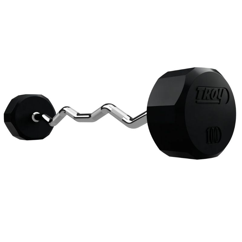 100 lb EZ Curl Fixed Rubber Barbell