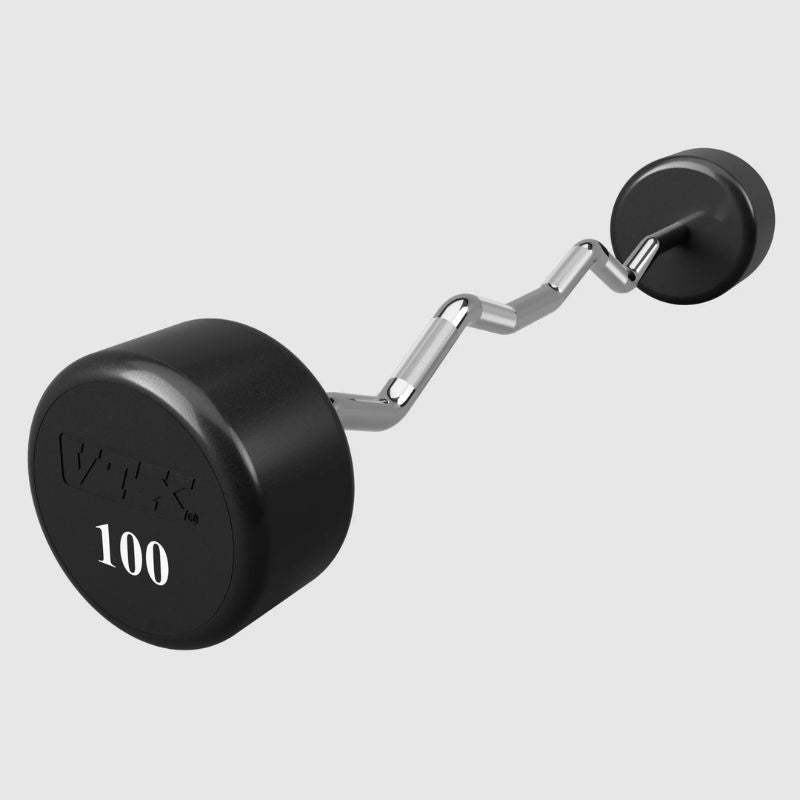 100 lb of VTX ROUND URETHANE FIXED EZ CURL BARBELL - XZB-U