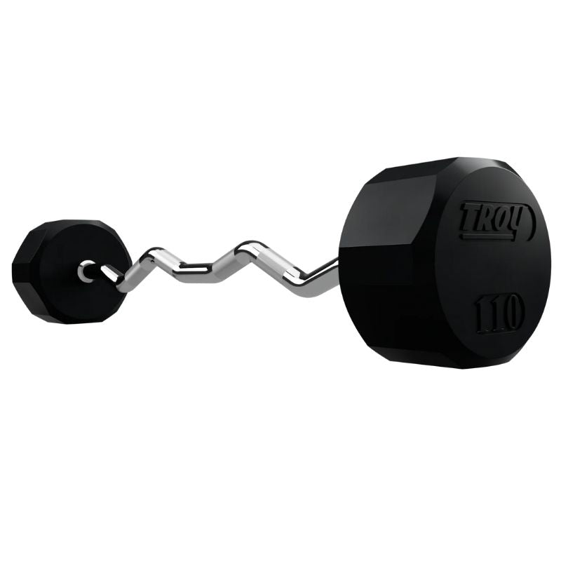 110 lb EZ Curl Fixed Rubber Barbell