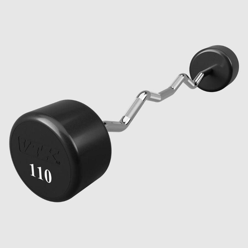 110 lb of VTX ROUND URETHANE FIXED EZ CURL BARBELL - XZB-U
