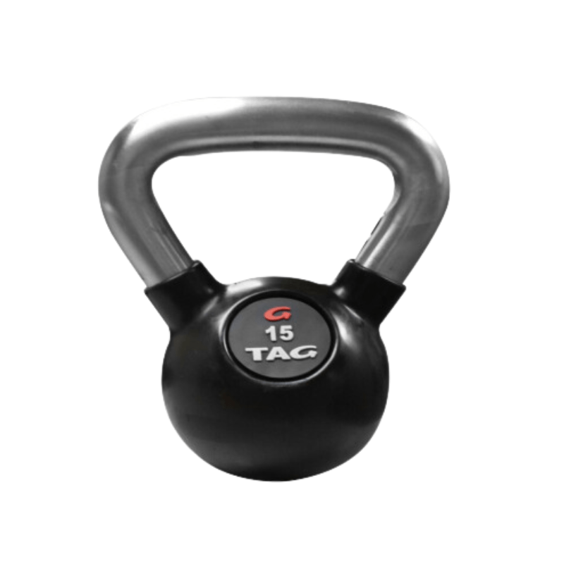 TAG Fitness Rubber Encased Kettlebell with Chemical Chrome Handle