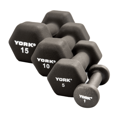 York Neoprene Hexagon Fitbell w/ Cast Ergo Handle - Black