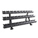 15 Pair Signature Dumbbell Saddle Rack Angled View