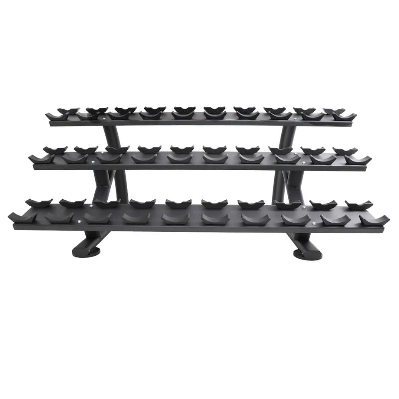 15 Pair Signature Dumbbell Saddle Rack Front View