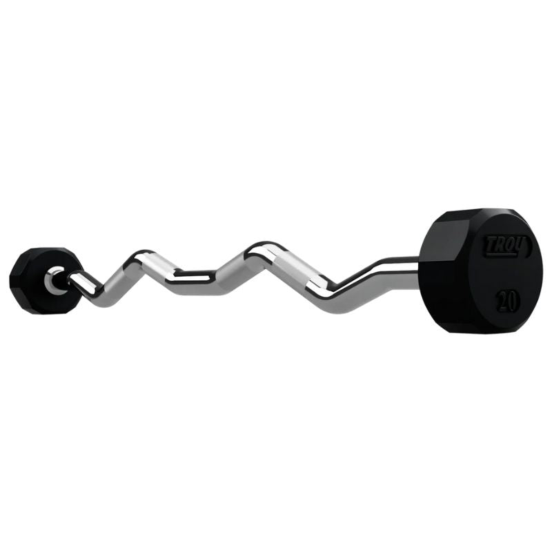 20 lb EZ Curl Fixed Rubber Barbell