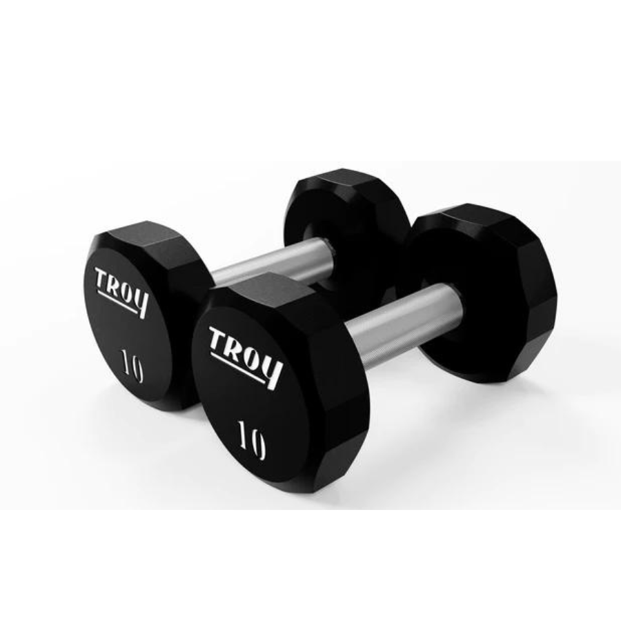 Urethane dumbbell set with outlet rack