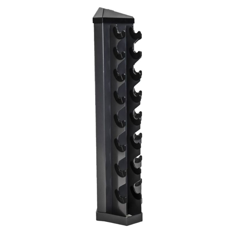 3-25lb or 5-30lb rubber hex straight handle dumbbells 8pr Vertical Dumbbell Rack Side View