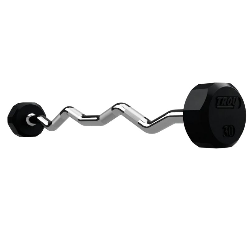 30 lb EZ Curl Fixed Rubber Barbell