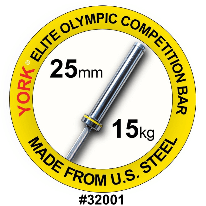 32001  YORK 15 kg "Elite" Competition Needle-bearing Olympic 25mm Bar