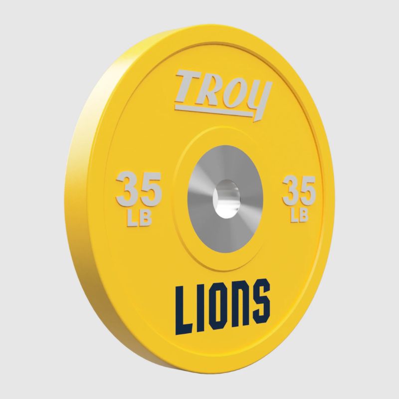 35 lbs Troy PO-SBPL Performance Color Rubber Bumper Plate with Custom Logo 7 Yellow