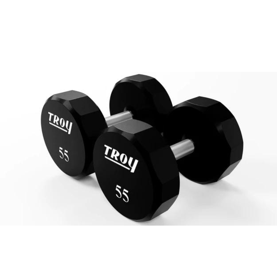 Troy 10 pair rubber 2025 dumbbell set w rack