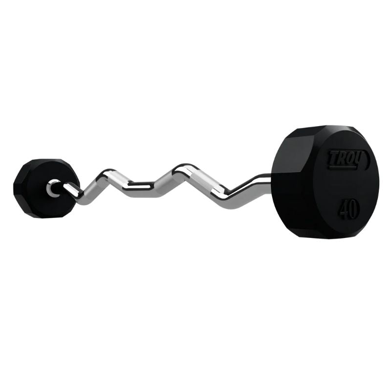 40 lb EZ Curl Fixed Rubber Barbell