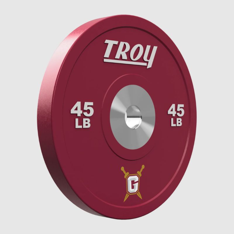 45 lb Troy PO-SBPL Performance Color Rubber Bumper Plate with Custom Logo 1