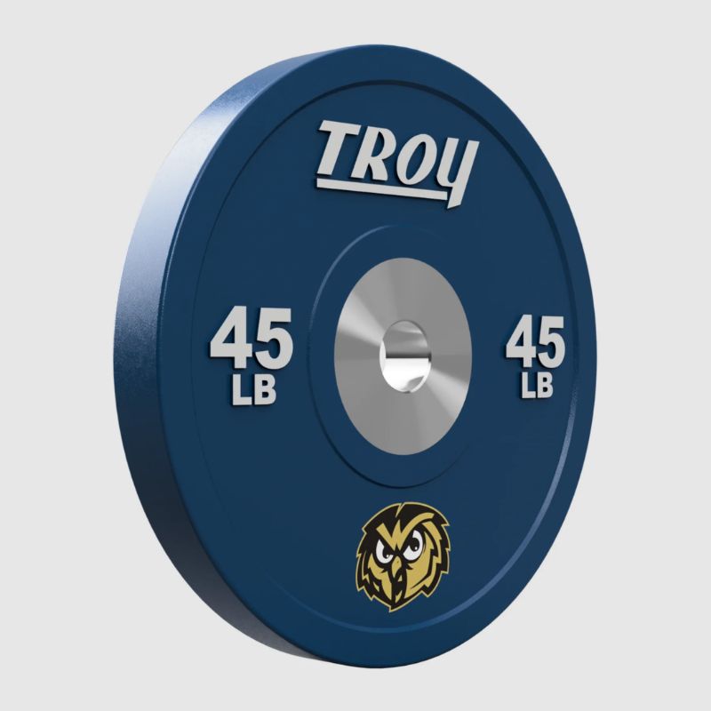 45 lbs Troy PO-SBPL Performance Color Rubber Bumper Plate with Custom Logo 6 Blue