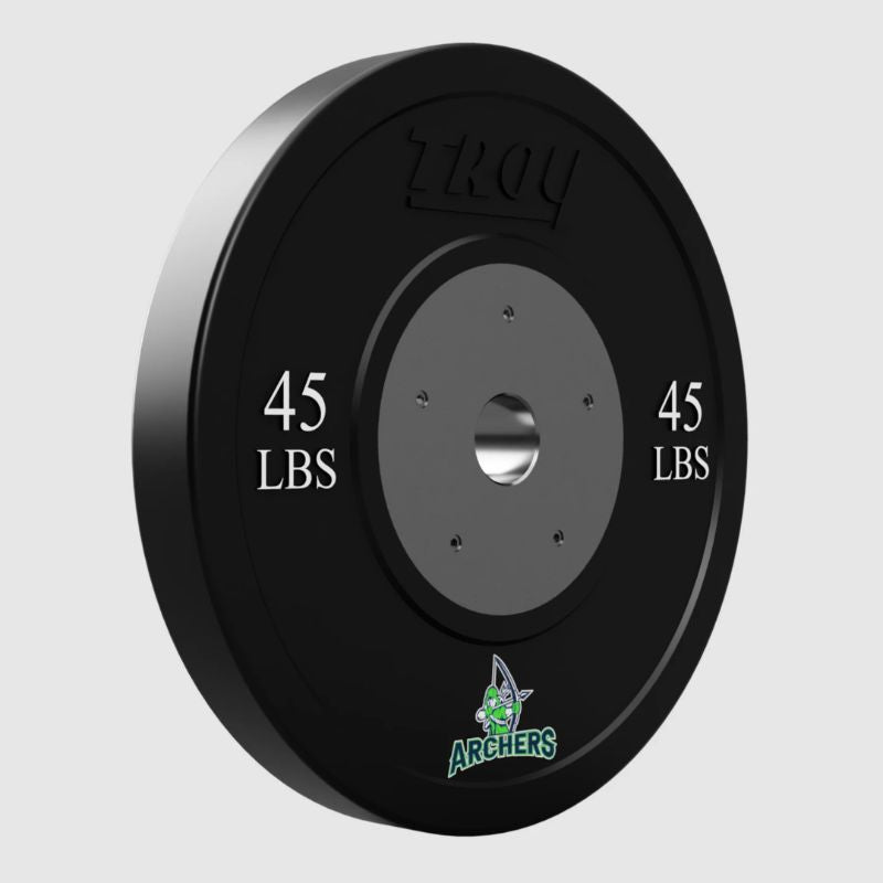 45 lbs Troy BCO-SBP Black Competiton Bumper Plates - Custom Logo 2