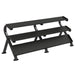 5-100lb rubber hex tri-grip handle dumbbells w_ 3 tier shelf rack