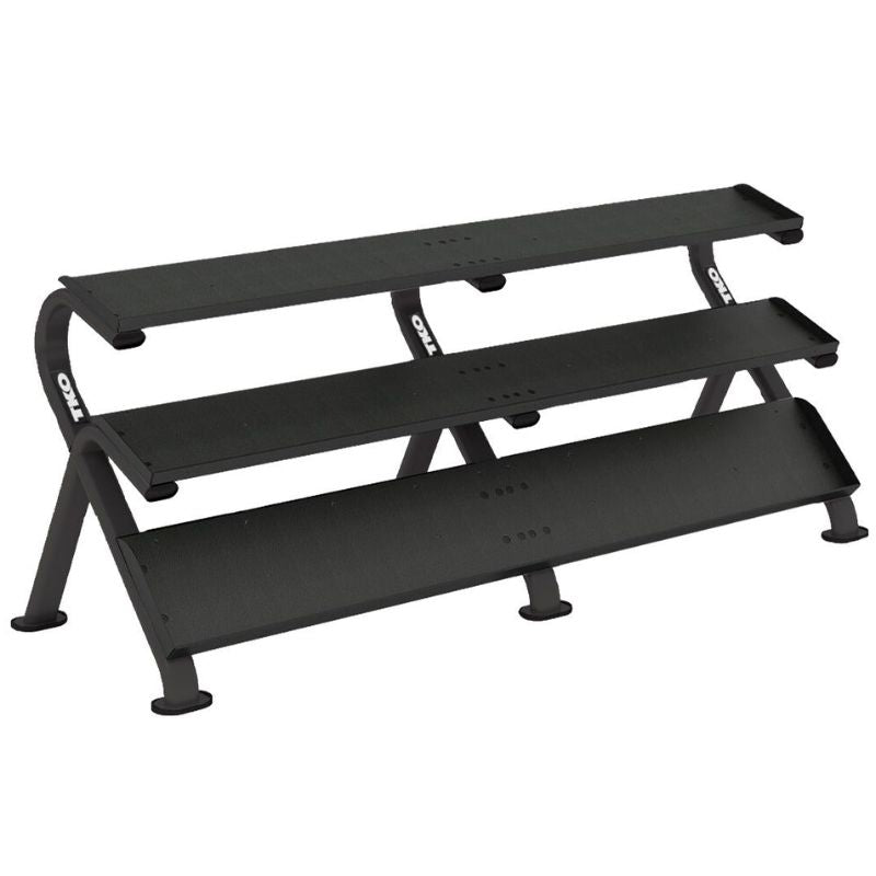 5-100lb rubber hex straight handle dumbbells 3 tier shelf rack