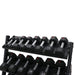 5-50lb urethane hex tri-grip handle dumbbells w_ 3 tier tray rack Details
