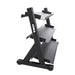 5-50lb rubber hex straight handle dumbbells 3 tier tray rack side view