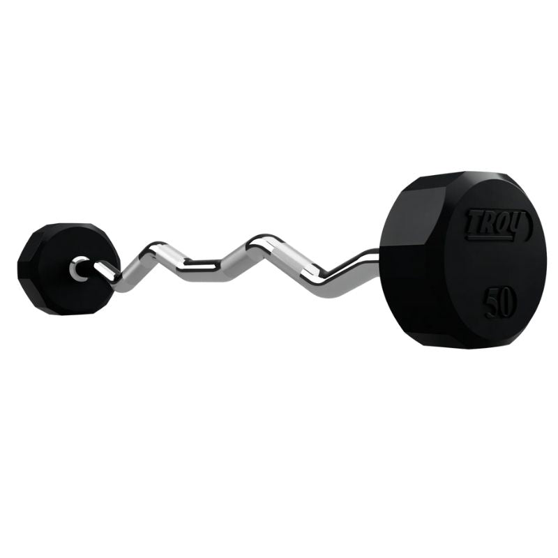 50 lb EZ Curl Fixed Rubber Barbell