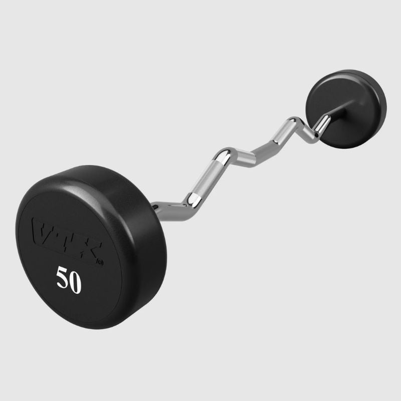 50 lb of VTX ROUND URETHANE FIXED EZ CURL BARBELL - XZB-U