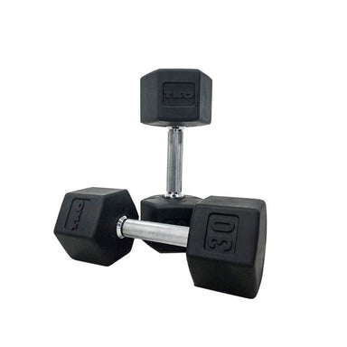 TKO 5-50lb Rubber Hex Straight Handle Dumbbells w/ Vertical Rack | S840-SXRA10 30lb