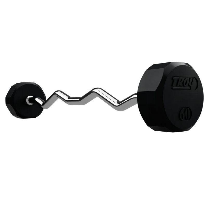 60 lb EZ Curl Fixed Rubber Barbell