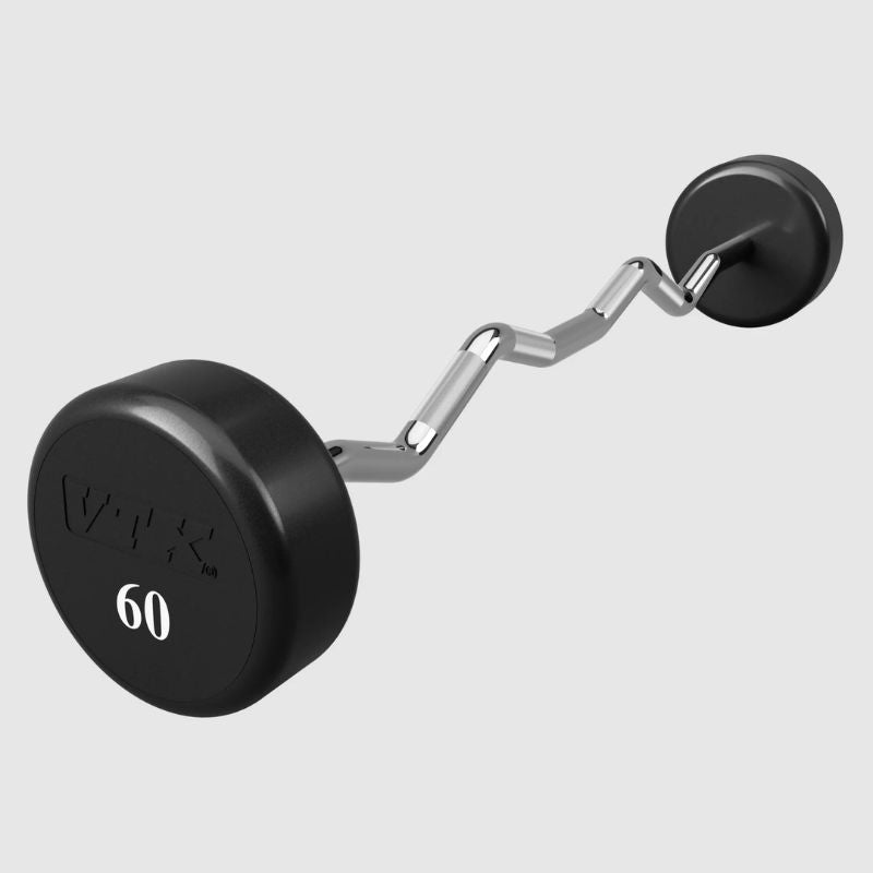 60 lb of VTX ROUND URETHANE FIXED EZ CURL BARBELL - XZB-U