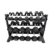  6230-B TKO 3-Tier Rail Dumbbell Rack, Black Sample with Dumbbells