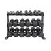  6230-B TKO 3-Tier Rail Dumbbell Rack, Black Sample with Dumbbells