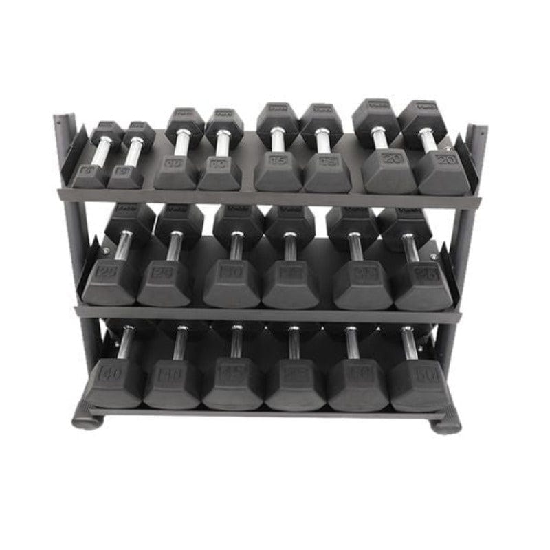 6235-B TKO  3-Tier Shelf Dumbbell Rack, Black Sample with Dumbbells