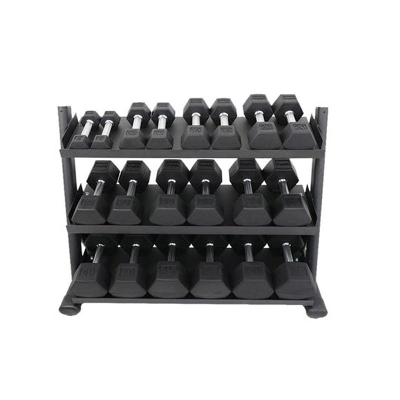 6235-B TKO  3-Tier Shelf Dumbbell Rack, Black Sample with Dumbbells