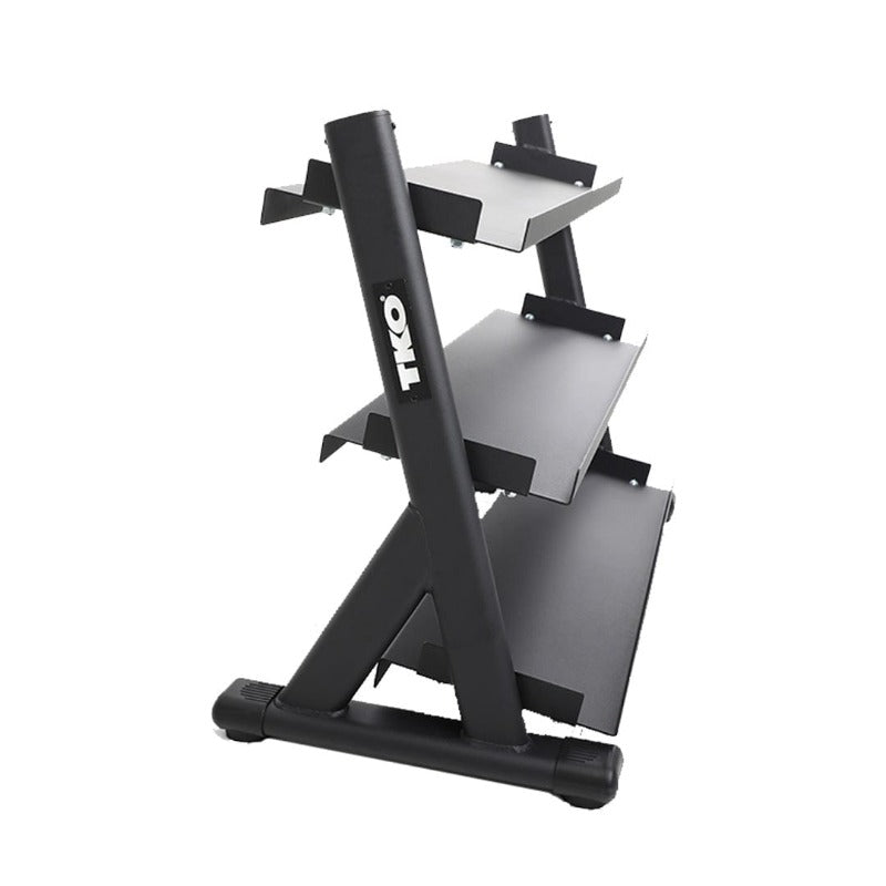 TKO 5-50Lb Rubber Hex Dumbbell Set, Straight Handle w/ 3 tier Tray Rack | S6235-SXRA10