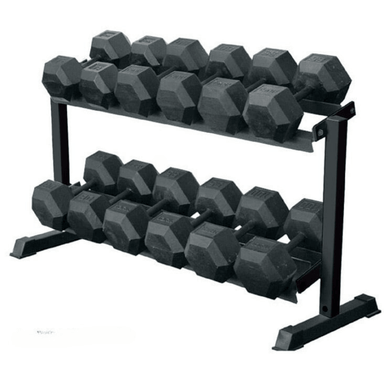 69126  YORK 2-Tier Pro-Hex Rack - Black Sample with Dumbbell