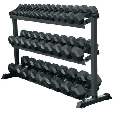 69127  YORK 3-Tier Pro-Hex Rack - Black Sample with Dumbbell