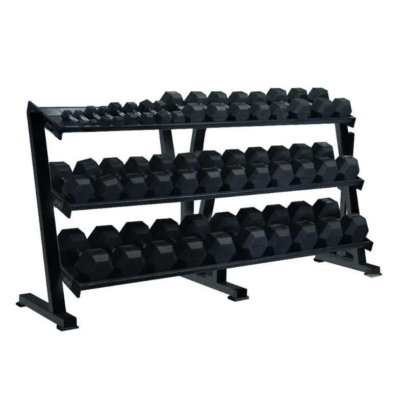 69129  YORK 3-Tier Hex Professional Tray Dumbbell Rack Sample with Dumbbell