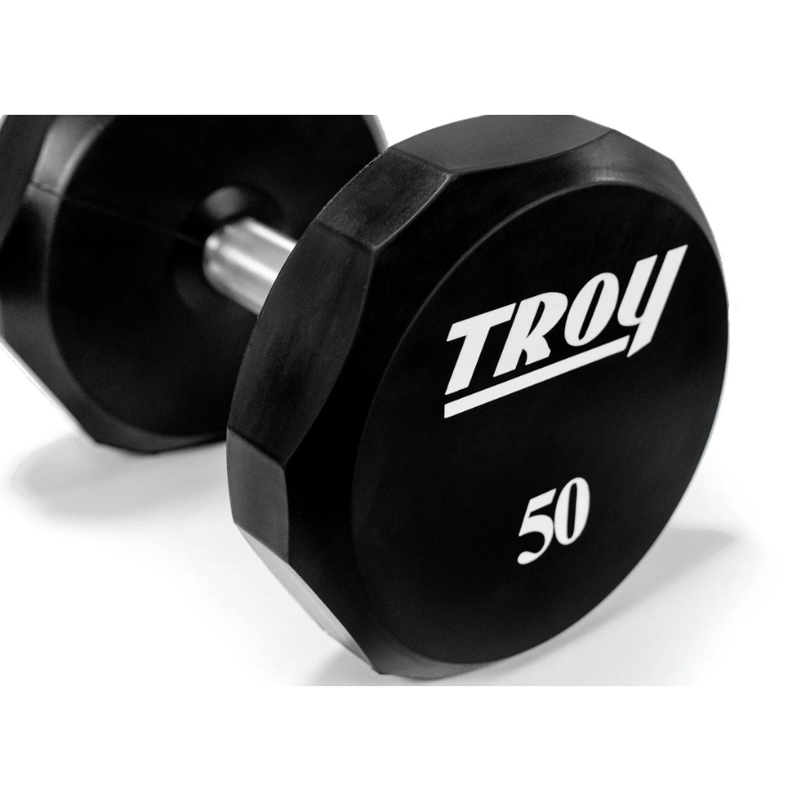 TROY 5-50 lb 12-Sided Urethane Dumbbell Set with Rack COMMPAC-TSDU50