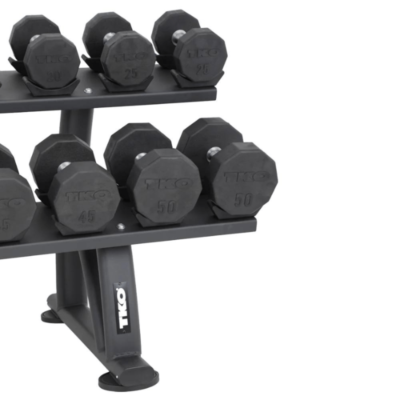 TKO Matte Black 10 Pair Dumbbell Rack with Saddles | 7051B-BK Sample with Dumbbell