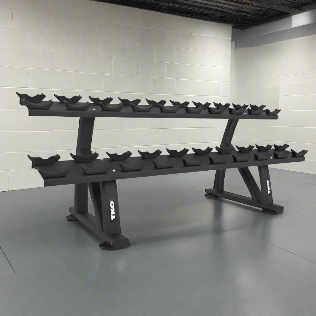 Angled Rack Dumbbells TKO Matte Black 10 Pair Dumbbell Rack with Saddles - 7051B-BK ...