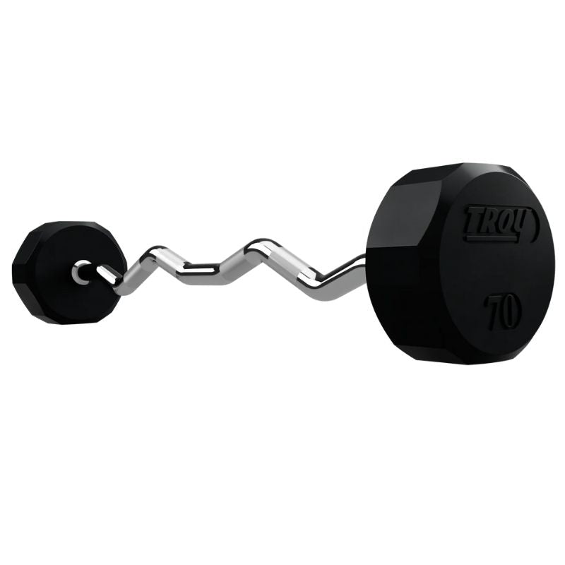 70 lb EZ Curl Fixed Rubber Barbell