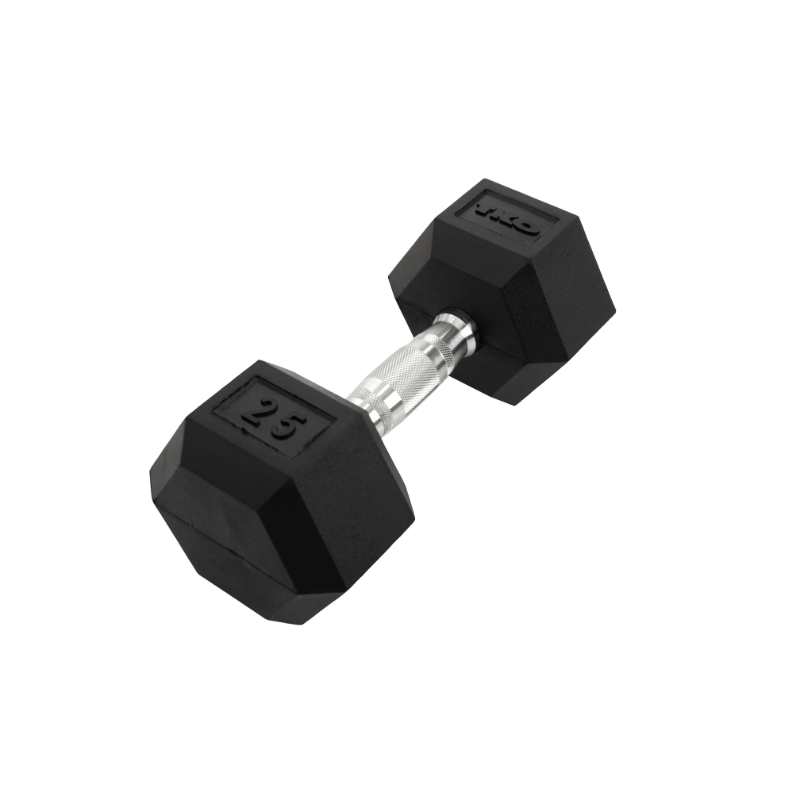 804RX-A10  TKO 5-50 lb Rubber Hex Contour Dumbbell 25 lb